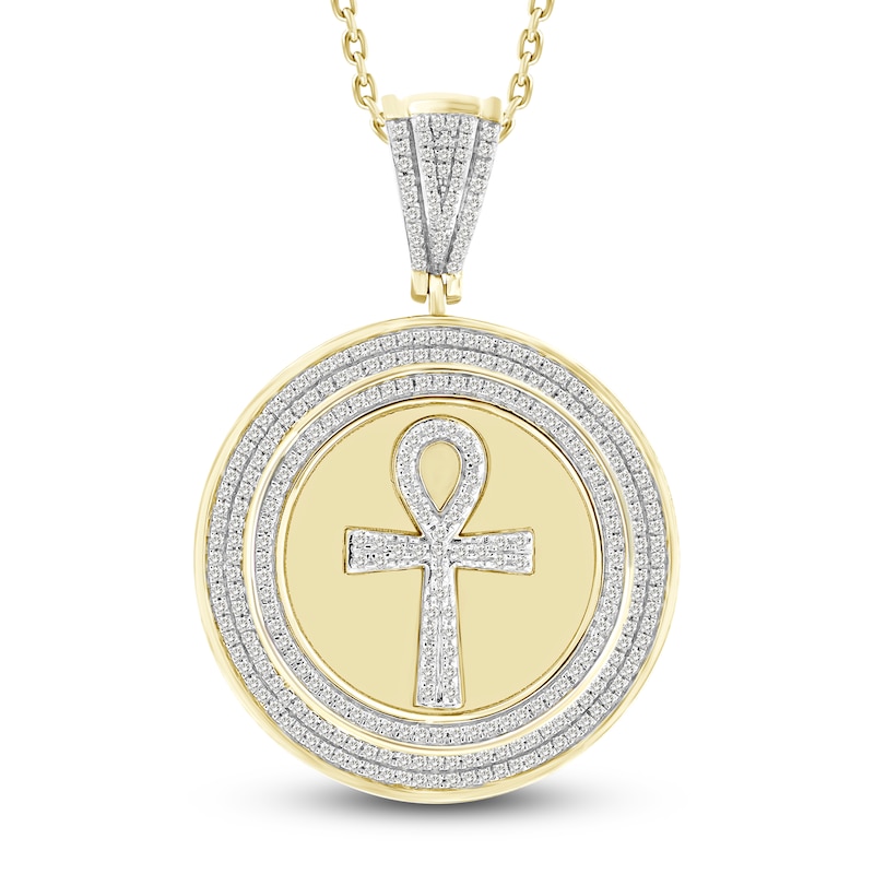 Main Image 1 of Men's Diamond Ankh Charm 3/4 ct tw Round 10K Yellow Gold