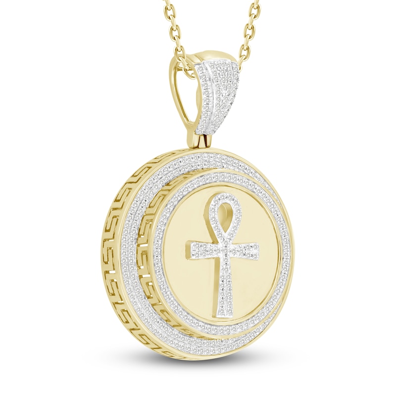 Main Image 2 of Men's Diamond Ankh Charm 3/4 ct tw Round 10K Yellow Gold