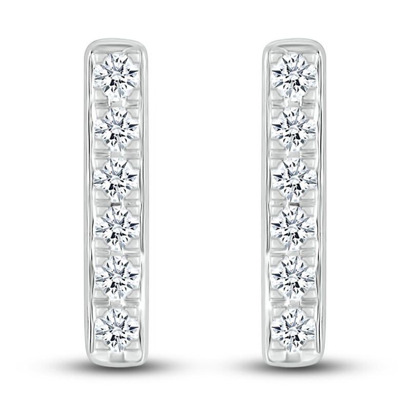 Diamond Bar Stud Earrings 1/10 ct tw Round 10K White Gold