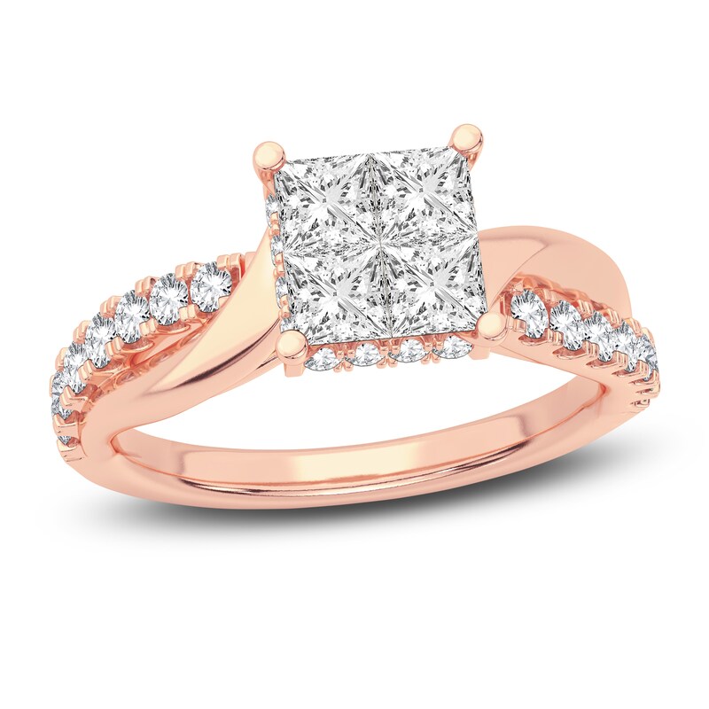 Main Image 1 of Diamond Engagement Ring 1-1/4 ct tw Princess/Round 14K Rose Gold