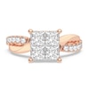 Thumbnail Image 3 of Diamond Engagement Ring 1-1/4 ct tw Princess/Round 14K Rose Gold