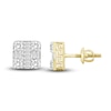 Thumbnail Image 1 of Men's Diamond Stud Earrings 1 ct tw Round/Baguette 10K Yellow Gold