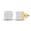 Thumbnail Image 1 of Men's Diamond Stud Earrings 1 ct tw Round/Baguette 10K Yellow Gold