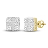 Thumbnail Image 2 of Men's Diamond Stud Earrings 1 ct tw Round/Baguette 10K Yellow Gold