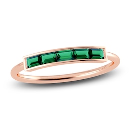Juliette Maison Natural Emerald Baguette Bar Ring 10K Rose Gold