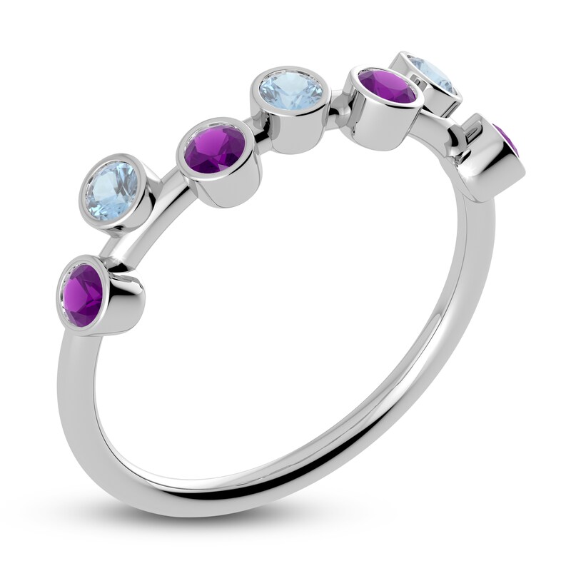 Main Image 2 of Juliette Maison Natural Amethyst & Natural Aquamarine Ring 10K White Gold