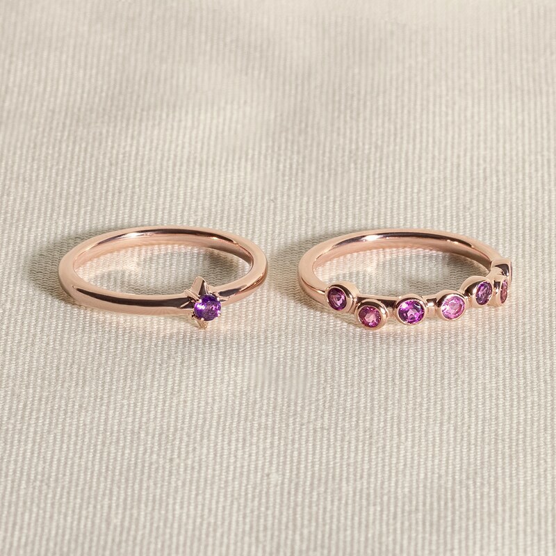 Main Image 4 of Juliette Maison Natural Amethyst & Natural Aquamarine Ring 10K White Gold