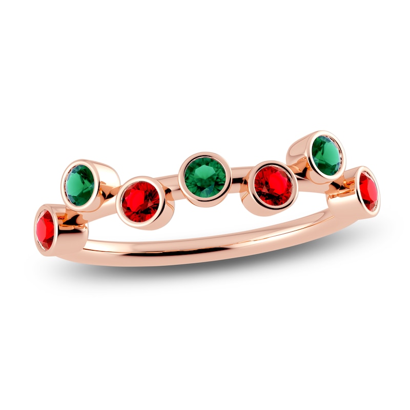 Main Image 1 of Juliette Maison Natural Emerald & Natural Ruby Ring 10K Rose Gold