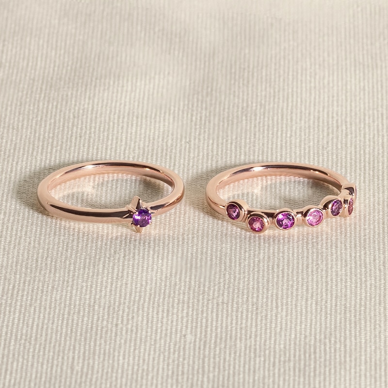 Main Image 4 of Juliette Maison Natural Emerald & Natural Ruby Ring 10K Rose Gold