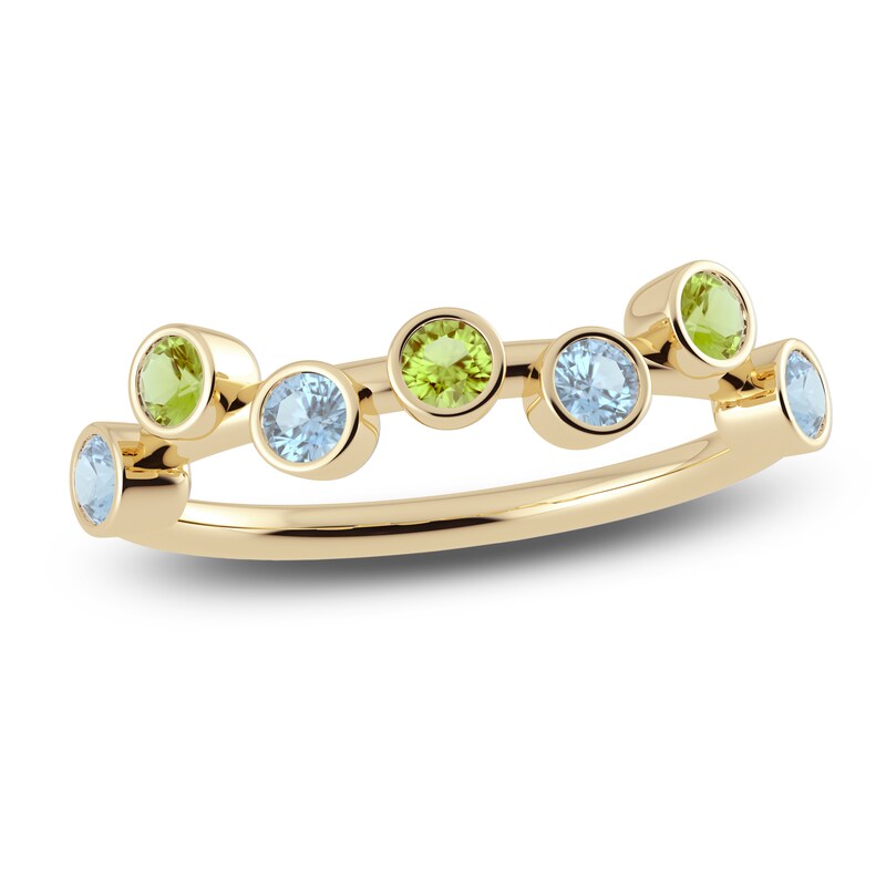 Main Image 1 of Juliette Maison Natural Peridot & Natural Aquamarine Ring 10K Yellow Gold