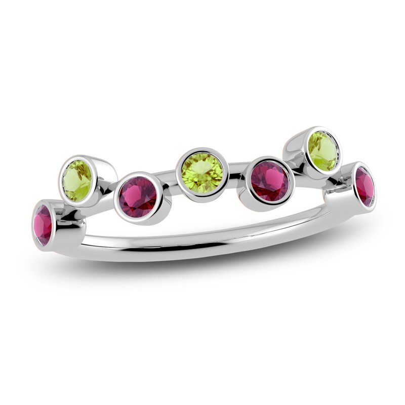 Main Image 1 of Juliette Maison Natural Peridot & Natural Rhodolite Garnet Ring 10K White Gold