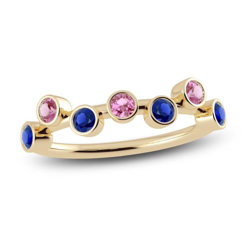 Main Image 1 of Juliette Maison Natural Blue Sapphire & Natural Pink Tourmaline Ring 10K Yellow Gold