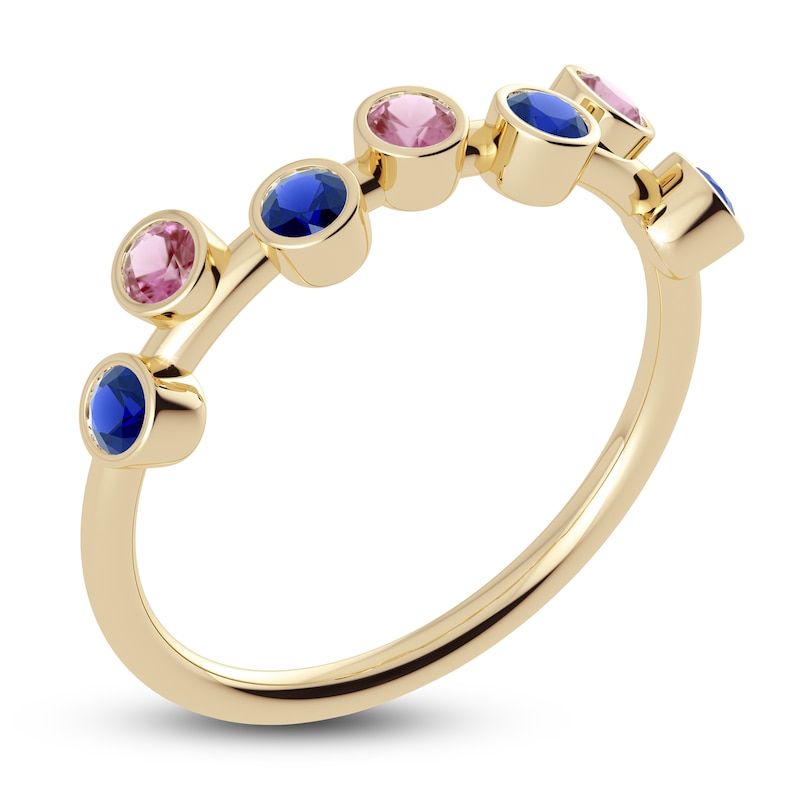 Main Image 2 of Juliette Maison Natural Blue Sapphire & Natural Pink Tourmaline Ring 10K Yellow Gold