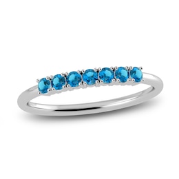 Juliette Maison Natural Blue Zircon Half Eternity Ring 10K White Gold