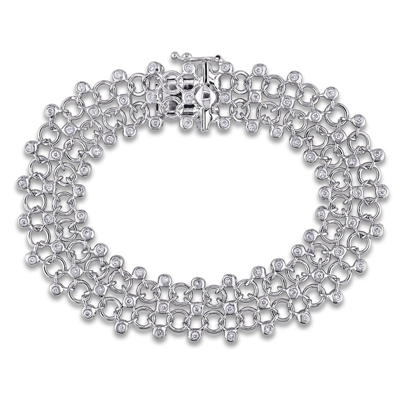 Diamond Lace Bracelet 7/8 ct tw Round 18K White Gold