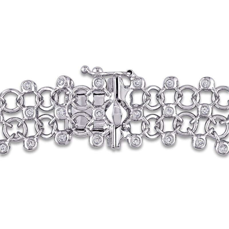 Diamond Lace Bracelet 7/8 ct tw Round 18K White Gold