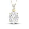 Thumbnail Image 1 of Diamond Pendant Necklace 3/8 ct tw Oval/Baguette/Round 10K Yellow Gold 18"