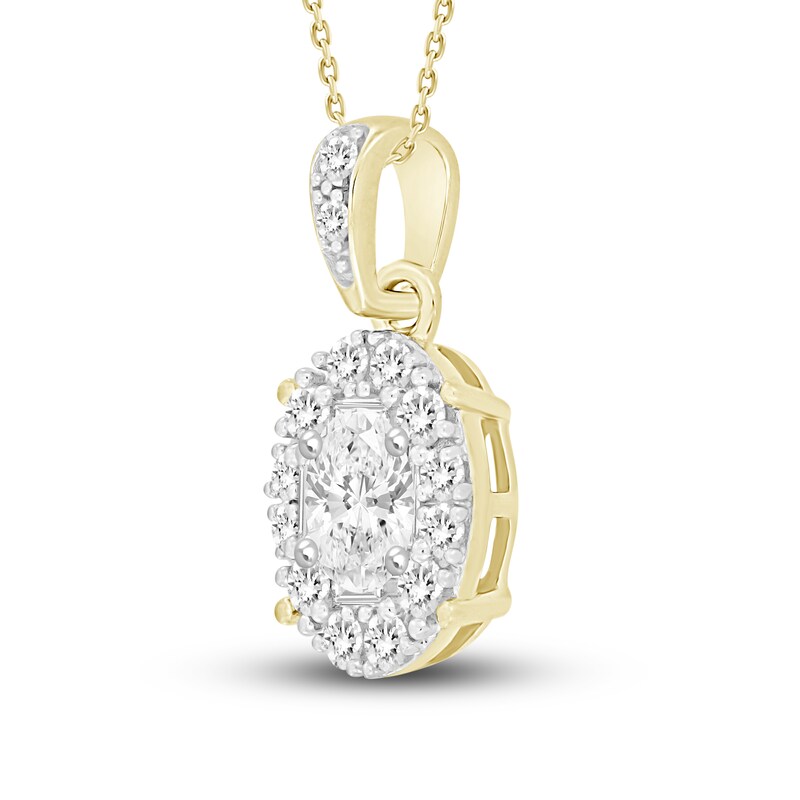 Main Image 2 of Diamond Pendant Necklace 3/8 ct tw Oval/Baguette/Round 10K Yellow Gold 18"