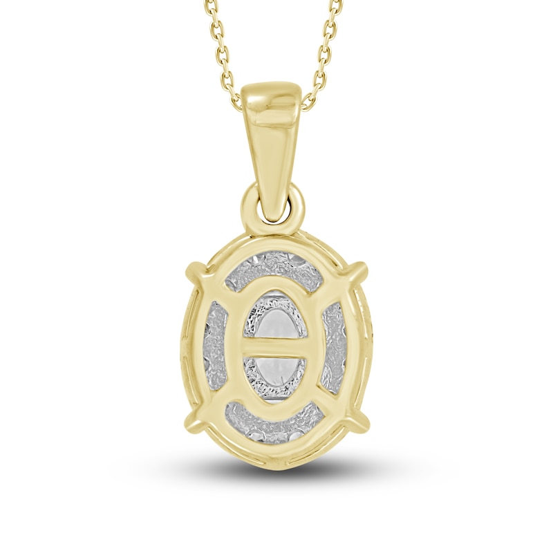 Main Image 4 of Diamond Pendant Necklace 3/8 ct tw Oval/Baguette/Round 10K Yellow Gold 18"