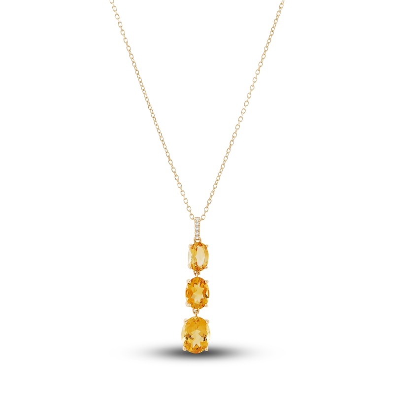 Natural Citrine Pendant Necklace 10K Yellow Gold