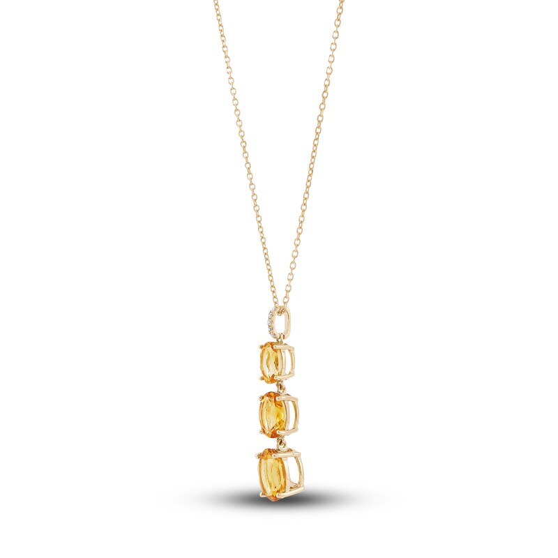 Natural Citrine Pendant Necklace 10K Yellow Gold