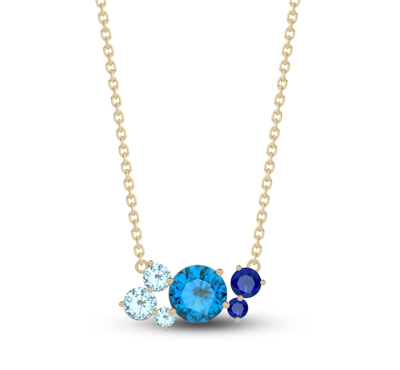 Main Image 1 of Juliette Maison Natural Multi-Gemstone Pendant Necklace 10K Yellow Gold 18"