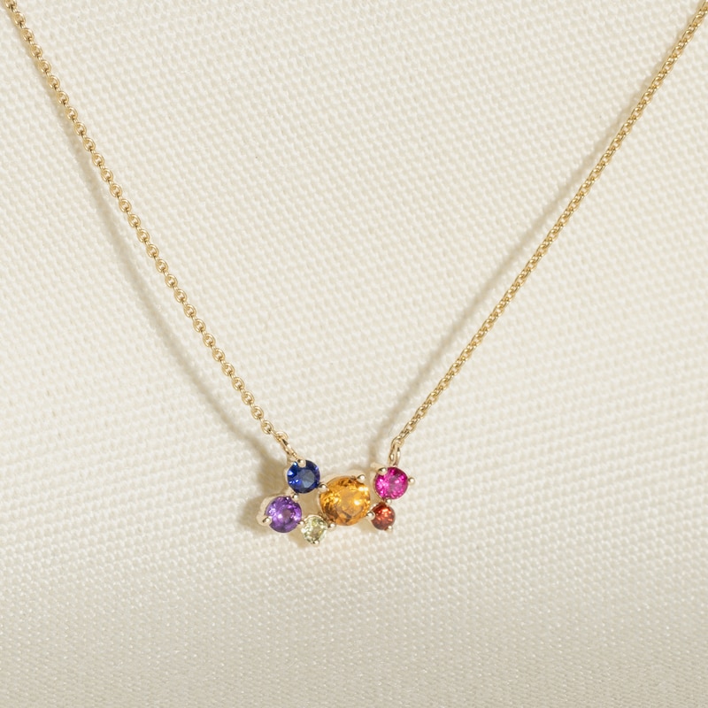 Main Image 4 of Juliette Maison Natural Multi-Gemstone Pendant Necklace 10K Yellow Gold 18"