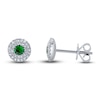 Shy Creation Natural Green Garnet Stud Earrings 1/5 ct tw Diamonds 14K White Gold SC55020544