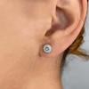 Shy Creation Natural Green Garnet Stud Earrings 1/5 ct tw Diamonds 14K White Gold SC55020544