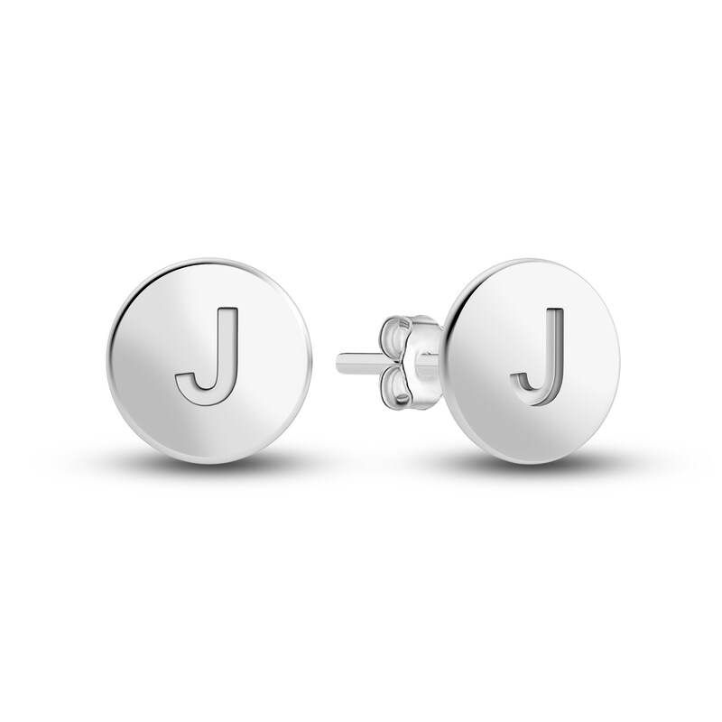 Main Image 1 of Juliette Maison Initial Stud Earrings 10K White Gold