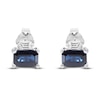 Thumbnail Image 1 of Natural Blue Sapphire Stud Earrings 1/8 ct tw Diamonds 14K White Gold
