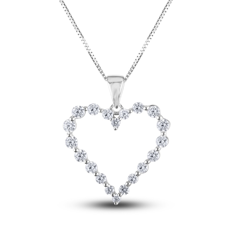 Main Image 1 of Diamond Heart Pendant Necklace 1/4 ct tw Round 14K White Gold 18"