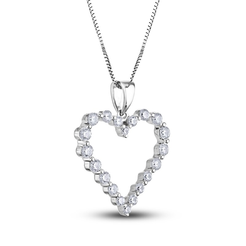 Main Image 2 of Diamond Heart Pendant Necklace 1/4 ct tw Round 14K White Gold 18"