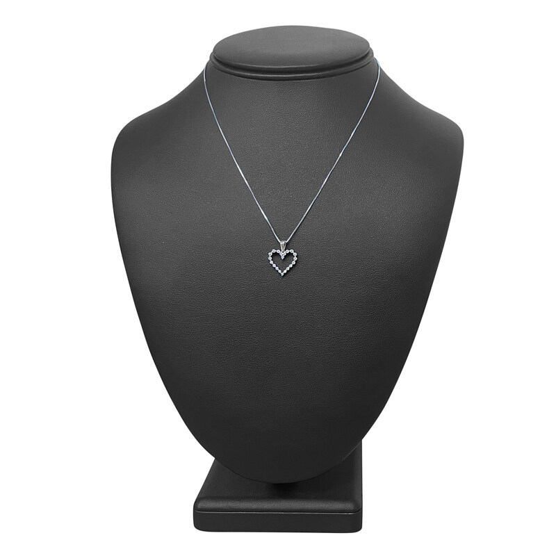 Main Image 4 of Diamond Heart Pendant Necklace 1/4 ct tw Round 14K White Gold 18"