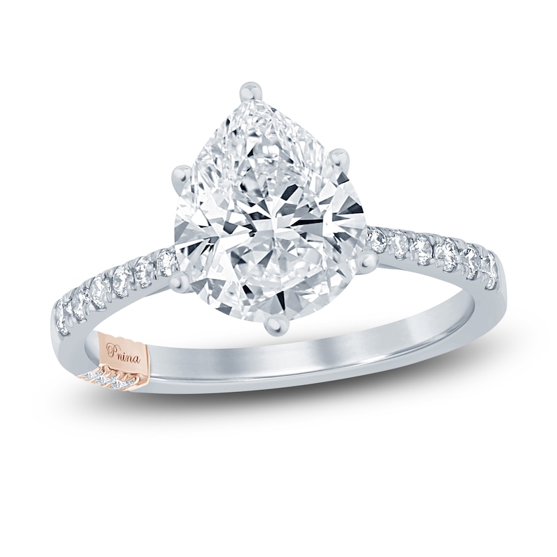 Pnina Tornai Diamond Engagement Ring 2-3/4 ct tw Pear/Round 14K White Gold