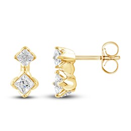 Diamond Drop Earrings 3/4 ct tw Princess/Round 10K Yellow Gold