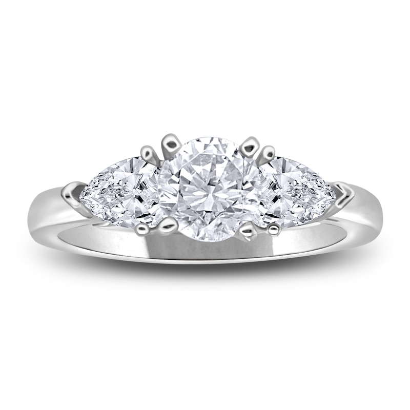 1.50 ctw 14K Pear Shaped Lab Grown Diamond Three Stone Engagement Ring