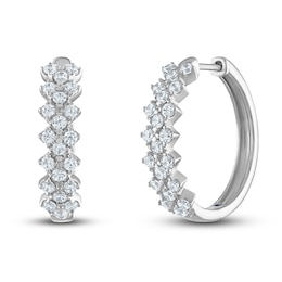 Vera Wang WISH Diamond Hoop Earrings 1 ct tw Round 10K White Gold