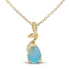 Thumbnail Image 1 of Natural Opal Pendant Necklace Diamond Accents 10K Yellow Gold 18"