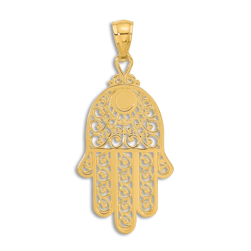 Main Image 3 of Diamond-Cut Hamsa Charm 14K Yellow Gold