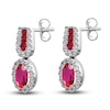 Natural Ruby Dangle Earrings 1/3 ct tw Diamonds 14K White Gold
