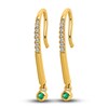 Natural Emerald Drop Earrings 1/20 ct tw Diamonds 14K Yellow Gold