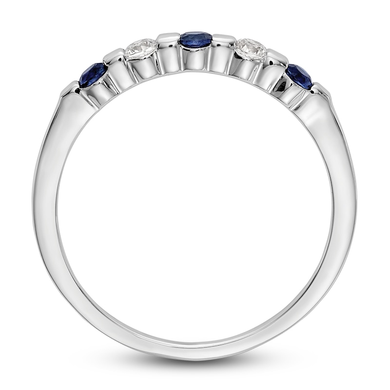 Natural Blue Sapphire Stackable Ring 1/10 ct tw Round 14K White Gold
