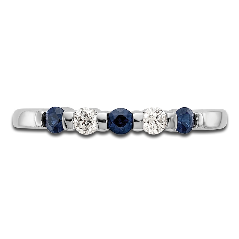 Natural Blue Sapphire Stackable Ring 1/10 ct tw Round 14K White Gold