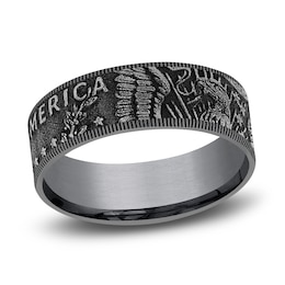 Coin Wedding Band Dark Tantalum 8mm