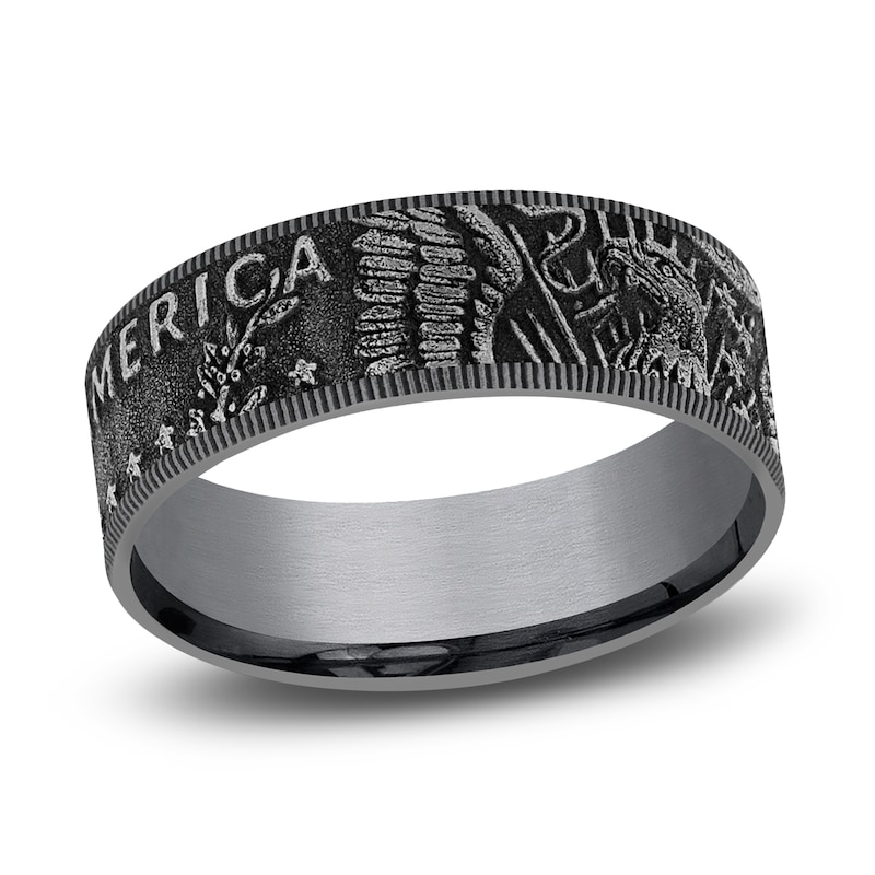 Coin Wedding Band Dark Tantalum 8mm