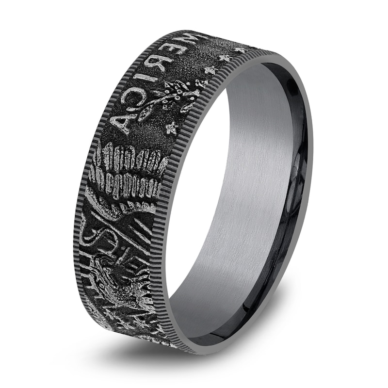 Coin Wedding Band Dark Tantalum 8mm