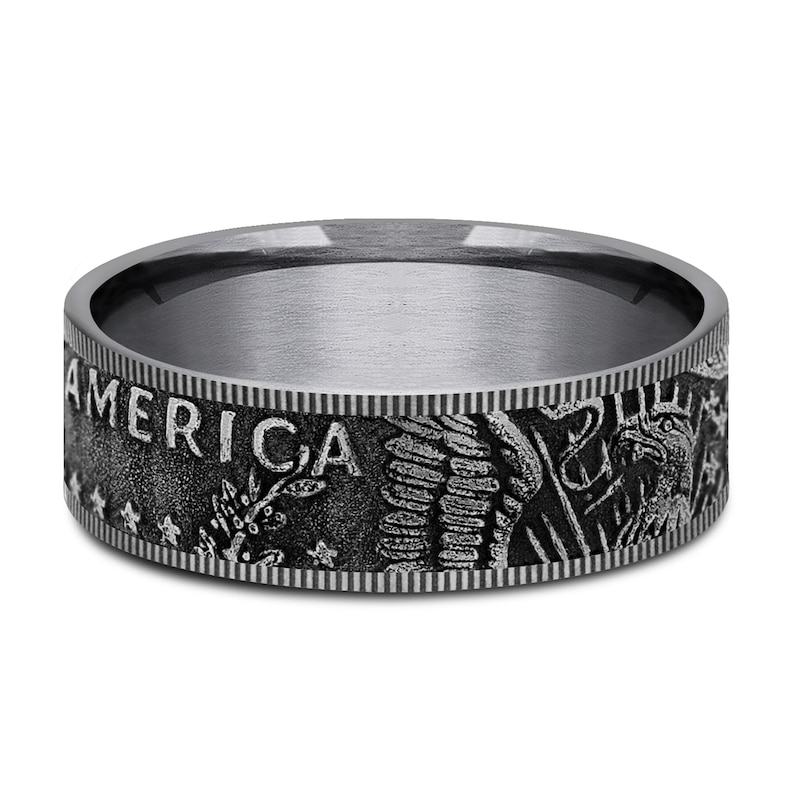 Main Image 3 of Coin Wedding Band Dark Tantalum 8mm