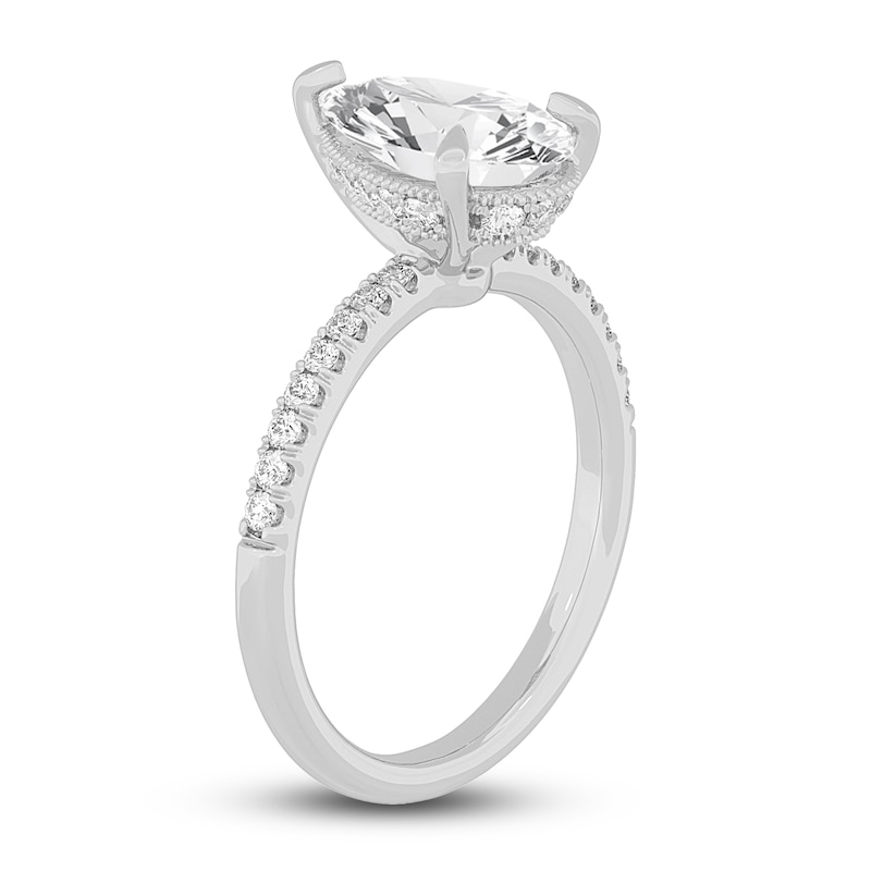 Main Image 2 of Lab-Grown Diamond Engagement Ring 2-1/4 ct tw Pear/Round 14K White Gold