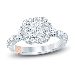 Pnina Tornai Lab-Created Diamond Engagement Ring 2-7/8 ct tw Cushion/Trillion/ Round 14K White Gold